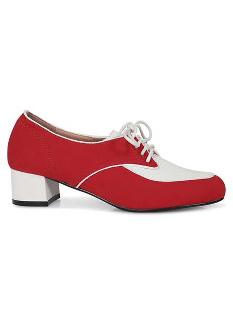 New In Lulu Hun Lalie Block Heel 60's Pumps Red