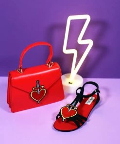 New In Lulu Hun Lottie Heart Tattoo 60's Sandals Red