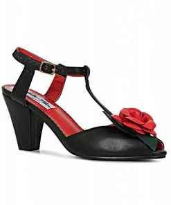 New In Lulu Hun Rosa T-Bar 50's Pumps Black