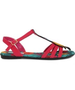 New In Lulu Hun Lottie Bird Of Paradise 50's Sandals Red