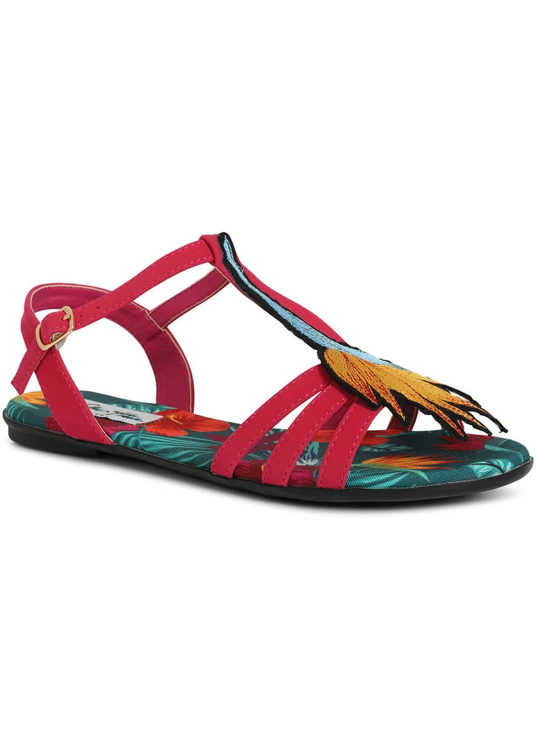 New In Lulu Hun Lottie Bird Of Paradise 50's Sandals Red