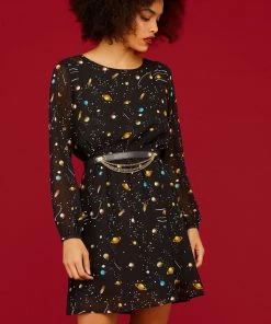 Minueto Tami Galaxi 60's Dress Black New In