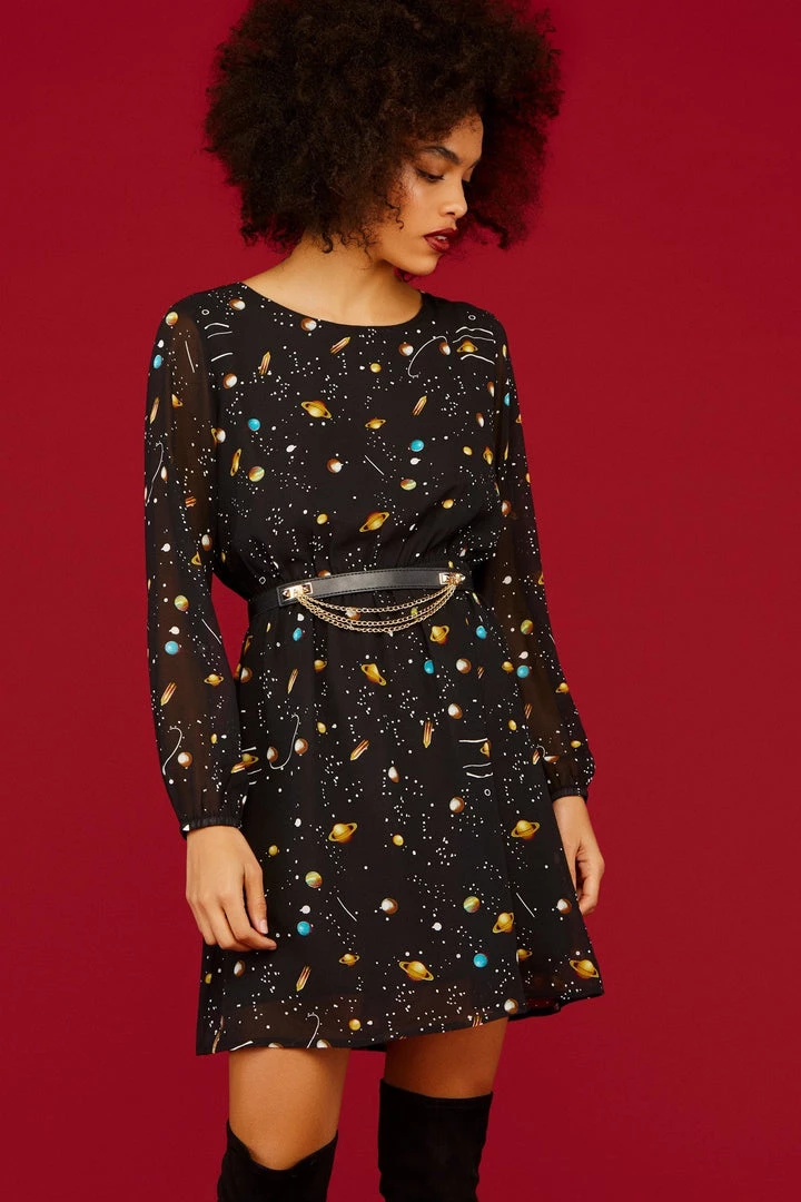 Minueto Tami Galaxi 60's Dress Black New In