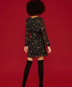 Minueto Tami Galaxi 60's Dress Black New In