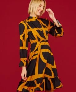 Minueto Takara Geo 60's Dress Mustard