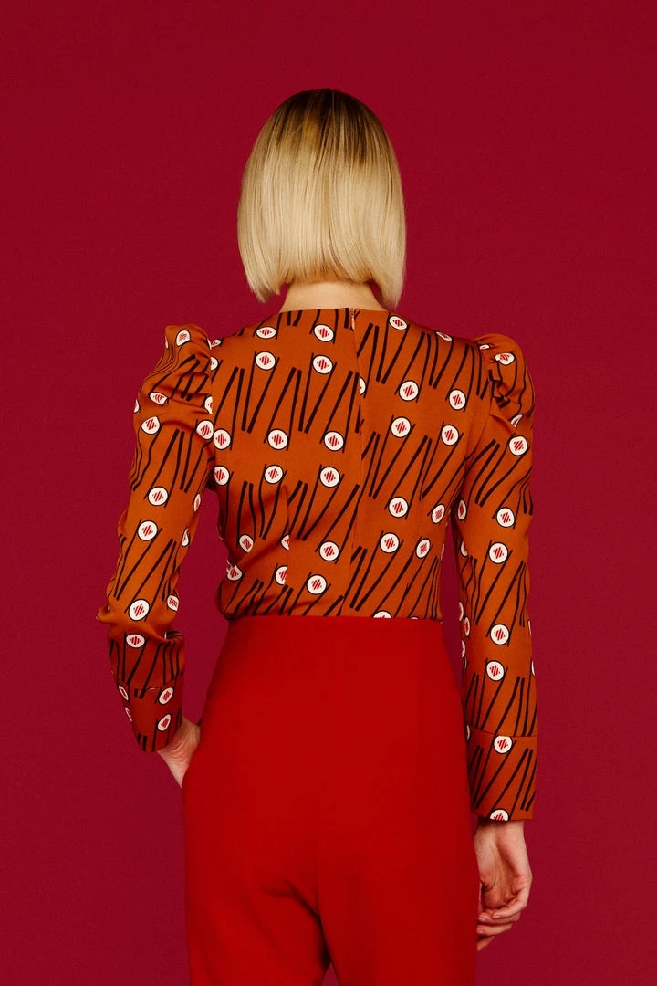 Minueto Chopsticks Sushi 60's Top Brown New In