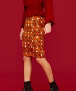 Minueto Chopsticks Sushi 60's Pencil Skirt Brown