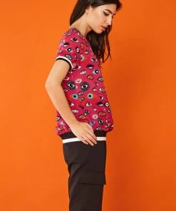 New In Minueto Eyes 70's Top Pink