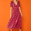 New In Minueto Eyes 70's Midi Dress Pink
