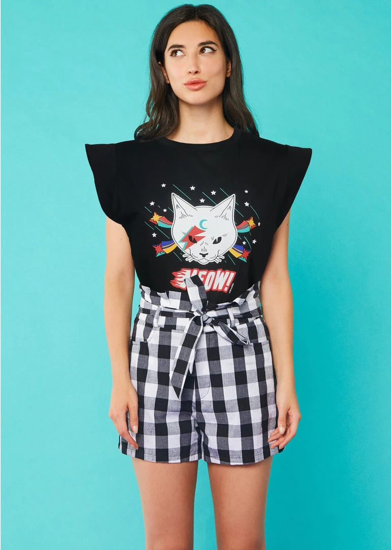 Minueto Rock Cat 80's T-Shirt Black