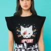 Minueto Rock Cat 80's T-Shirt Black