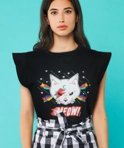 Minueto Rock Cat 80's T-Shirt Black