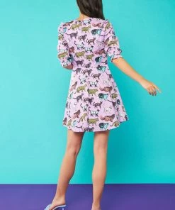 New In Minueto Lilan Cat 80's Dress Purple