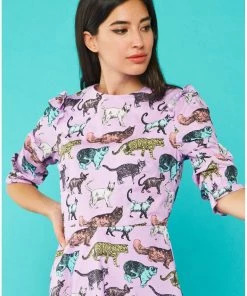 New In Minueto Lilan Cat 80's Dress Purple