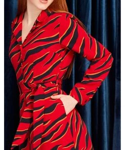 Minueto Penny 70's Midi Dress Red New In