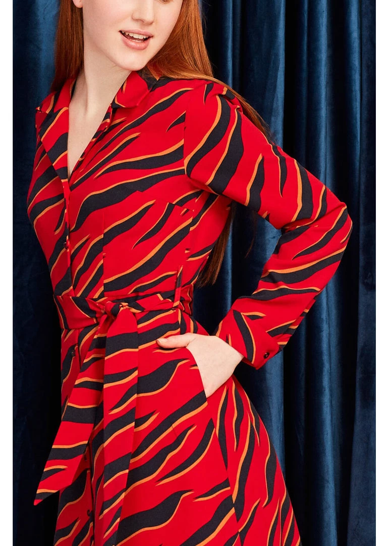 Minueto Penny 70's Midi Dress Red New In