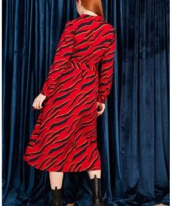 Minueto Penny 70's Midi Dress Red New In