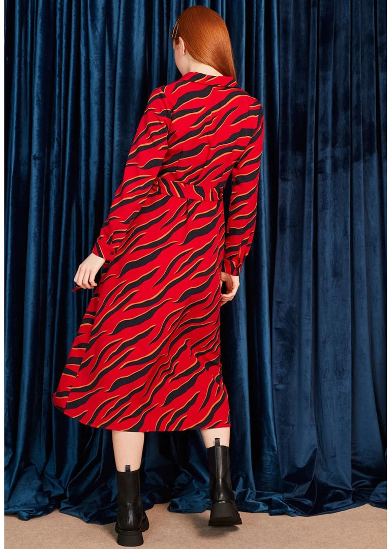 Minueto Penny 70's Midi Dress Red New In