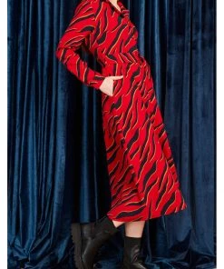Minueto Penny 70's Midi Dress Red New In