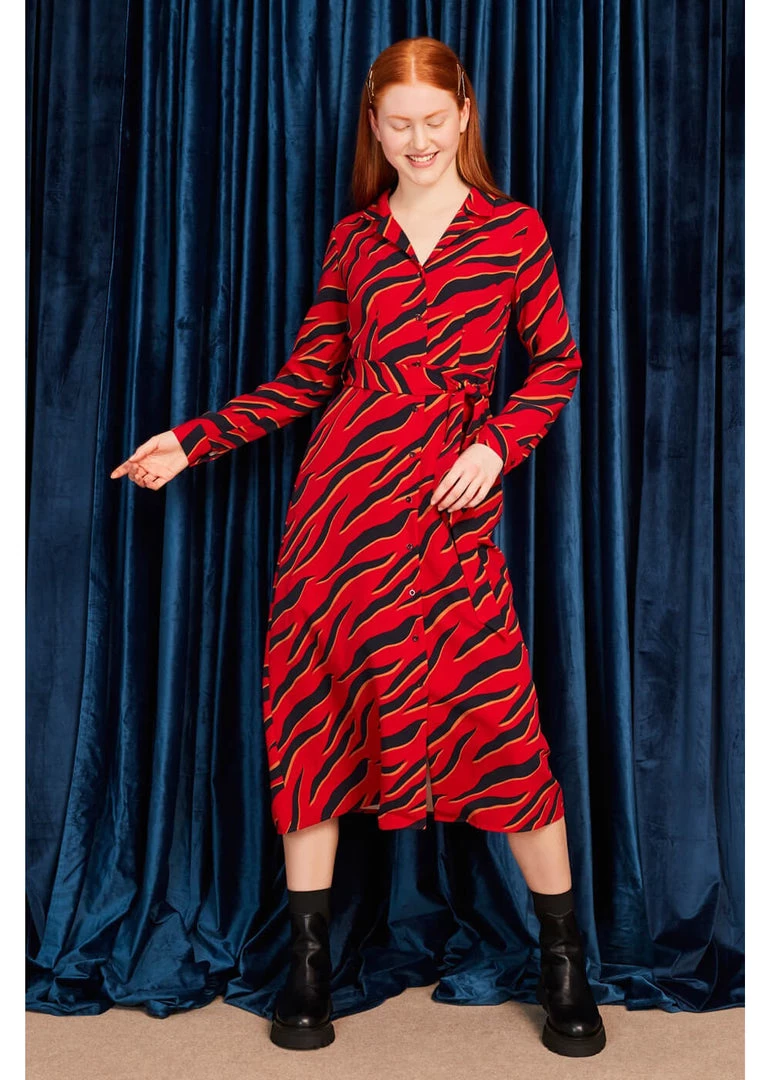 Minueto Penny 70's Midi Dress Red New In