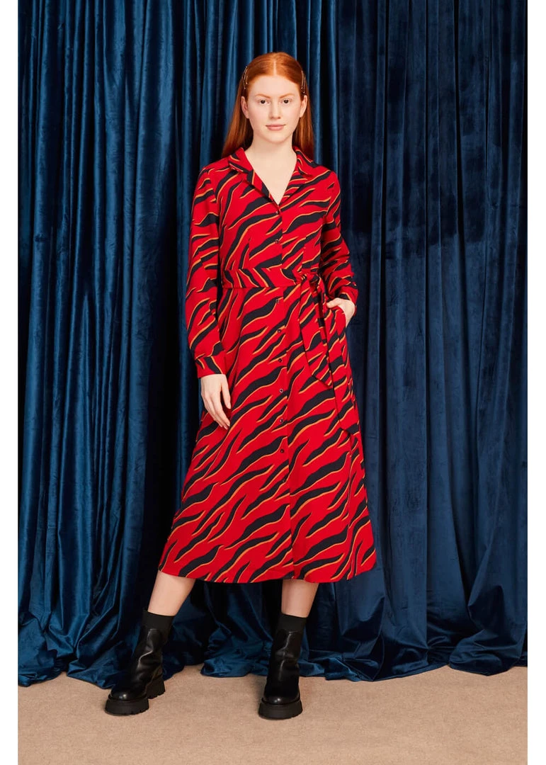 Minueto Penny 70's Midi Dress Red New In