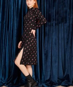 Minueto Ivy Thunderbolt 70's Midi Dress Black