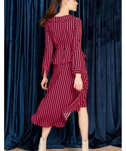 Minueto Bridget Stripe 70's Dress Pink