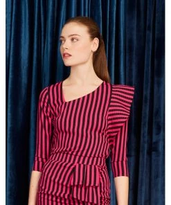 New In Minueto Bridget Stripe 70's Top Pink