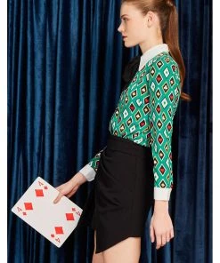 New In Minueto Poker 70's Blouse Green