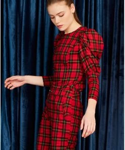 New In Minueto Graham Tartan 70's Top Red