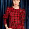 New In Minueto Graham Tartan 70's Top Red