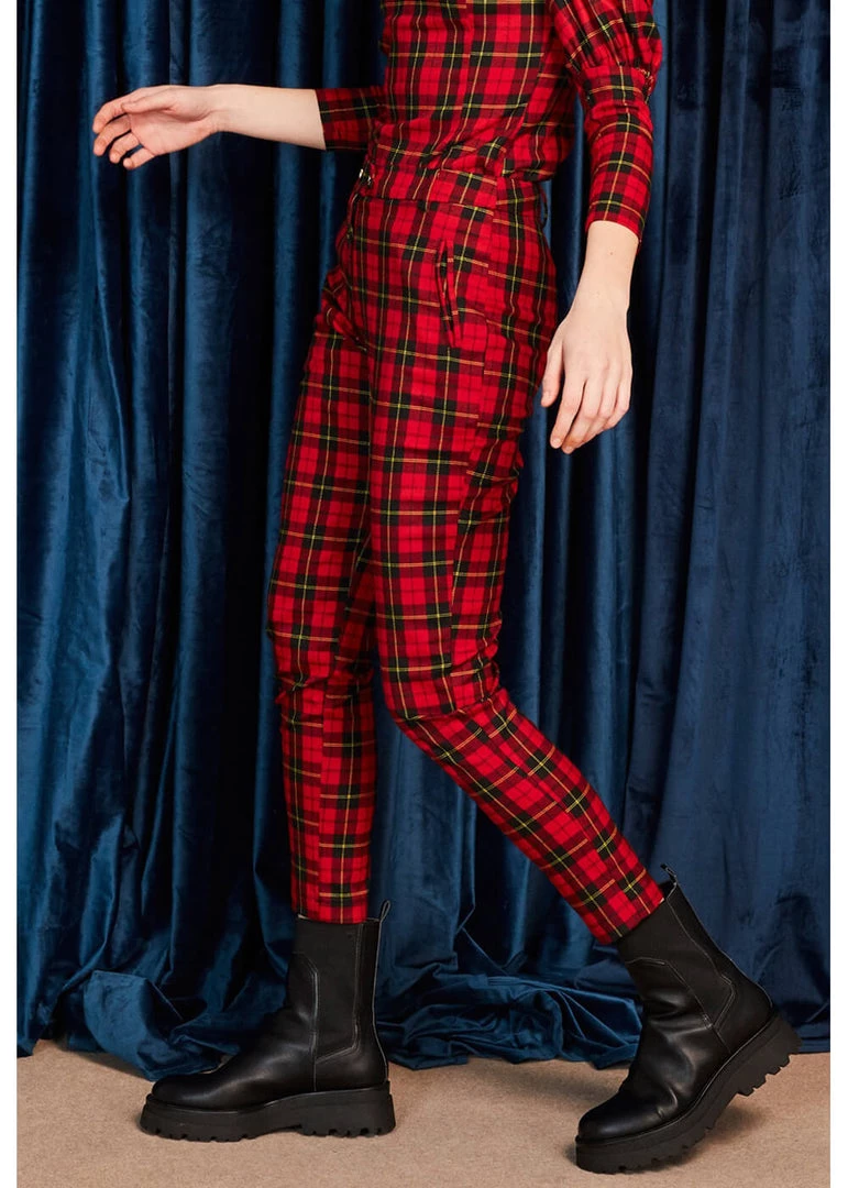 Minueto Graham Tartan 70's Trousers Red