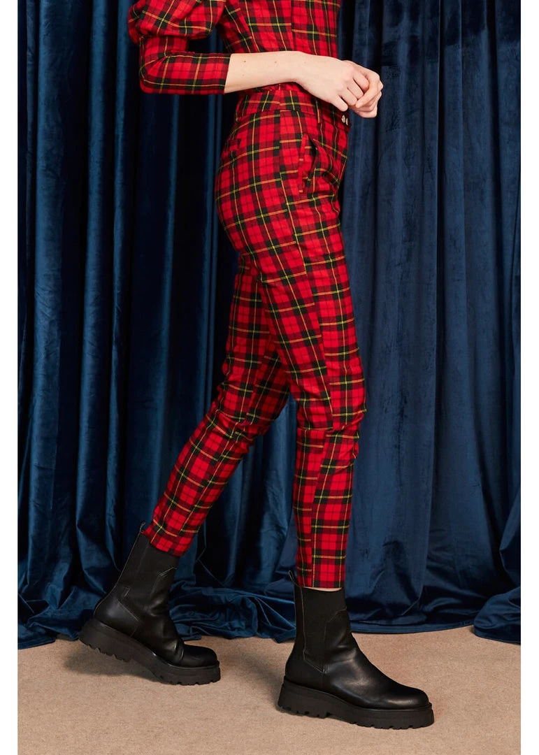 Minueto Graham Tartan 70's Trousers Red