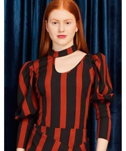 New In Minueto Finley Stripe 70's Top Brown