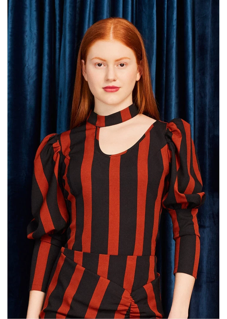 New In Minueto Finley Stripe 70's Top Brown