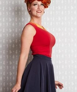 New In Miss Candyfloss Manuela Petal 40's Top Red Yellow Orange