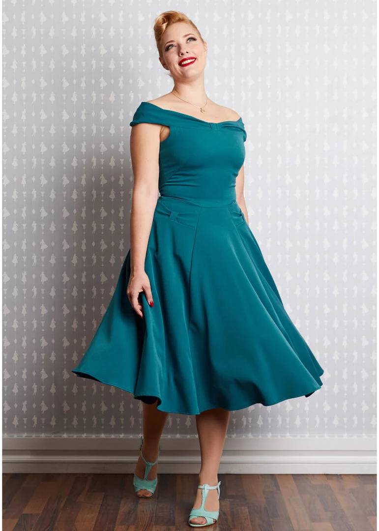 Miss Candyfloss Ida Kat 50's Swing Dress Teal