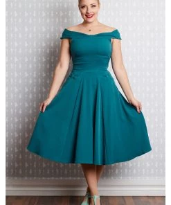 Miss Candyfloss Ida Kat 50's Swing Dress Teal