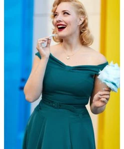Miss Candyfloss Ida Kat 50's Swing Dress Teal