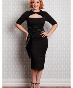 Miss Candyfloss Kitti Lou 50's Pencil Dress Black New In