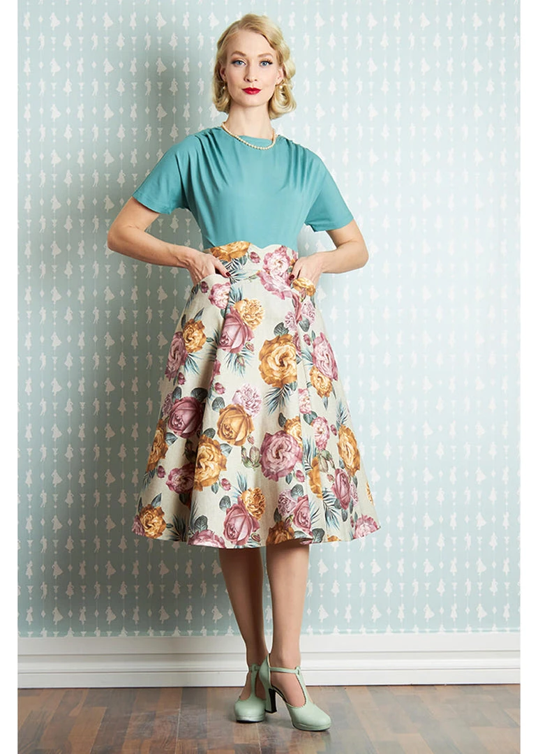 Miss Candyfloss Aria Roses 50's Swing Skirt Multi