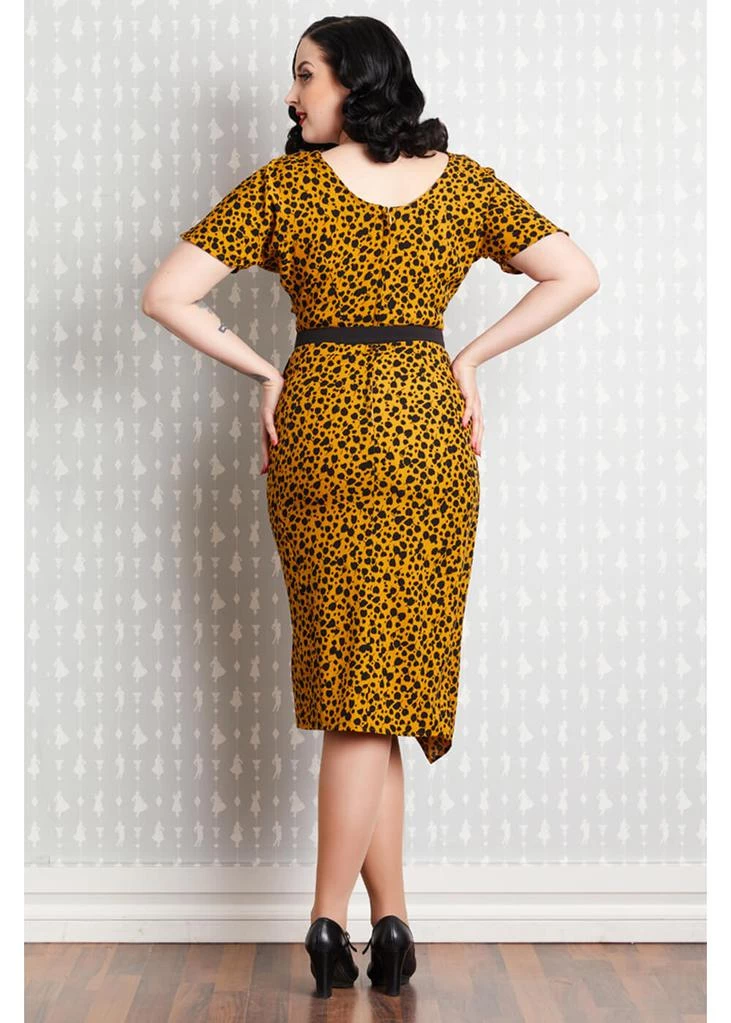 New In Miss Candyfloss Filomena 50's Pencil Dress Mustard