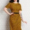 New In Miss Candyfloss Filomena 50's Pencil Dress Mustard
