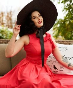 New In Miss Candyfloss Thelise 50's Swing Dress Coral