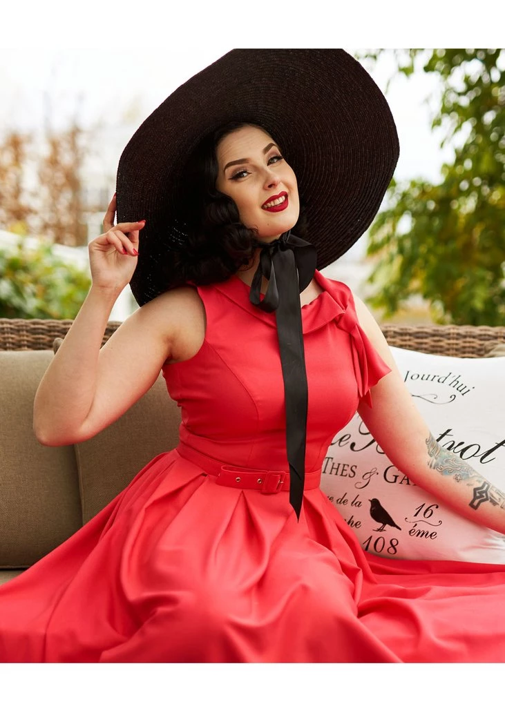 New In Miss Candyfloss Thelise 50's Swing Dress Coral