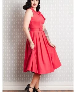 New In Miss Candyfloss Thelise 50's Swing Dress Coral