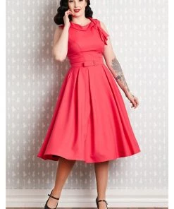 New In Miss Candyfloss Thelise 50's Swing Dress Coral