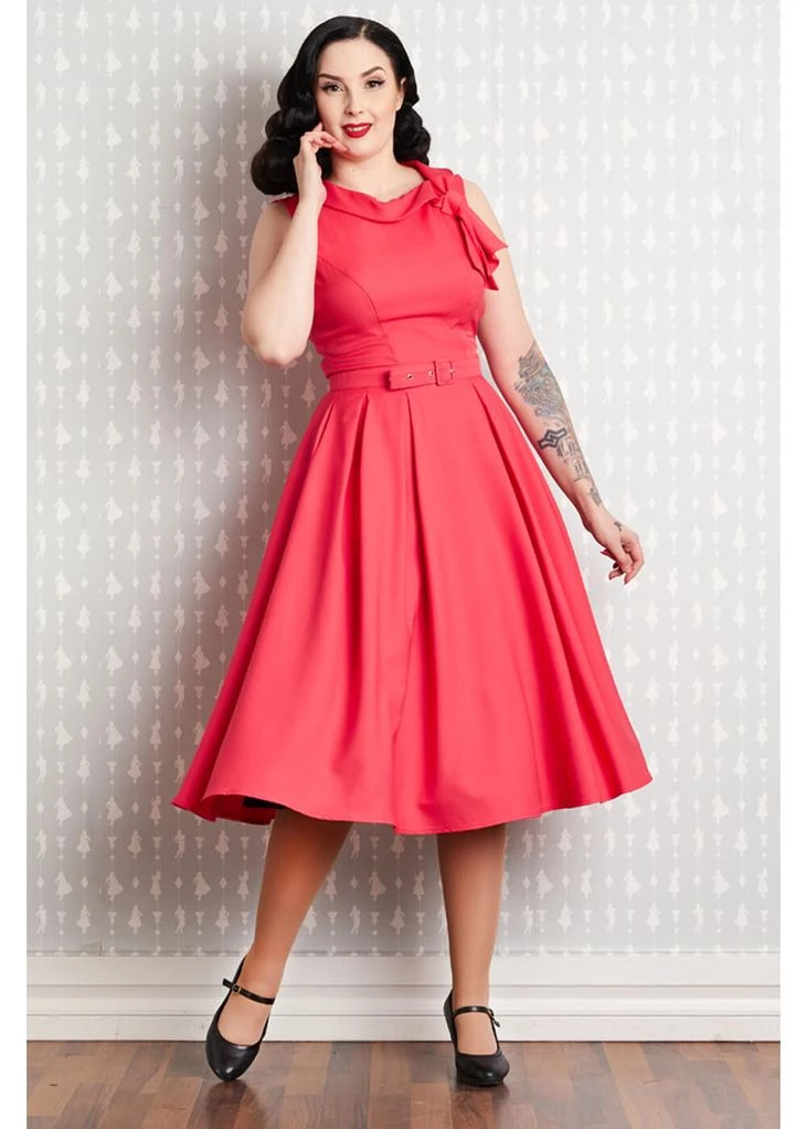 New In Miss Candyfloss Thelise 50's Swing Dress Coral