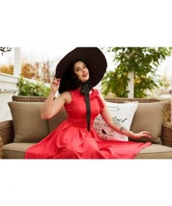 New In Miss Candyfloss Thelise 50's Swing Dress Coral