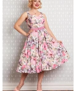 New In Miss Candyfloss Kaitlin Taffy 50's Swing Dress Pink